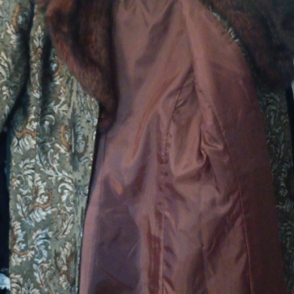 Newport News Brown And Olive Floral Trench Coat - Picture 4 of 5